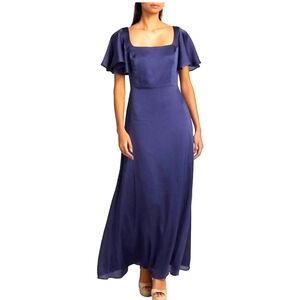 NWT Sachin & Babi Dress 12 Aurora Gown Deep Cobalt Blue Flutter Square Neck